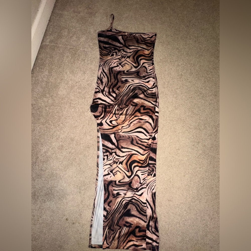 Brown and Black one shoulder dress